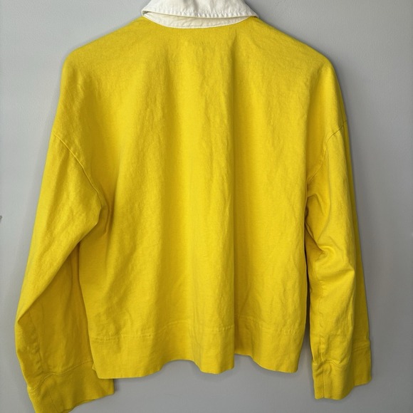 Everlane Rugby Shirt Women's Large Top Marigold Yellow Collar‎ Cotton Polo Boxy - Picture 5 of 12
